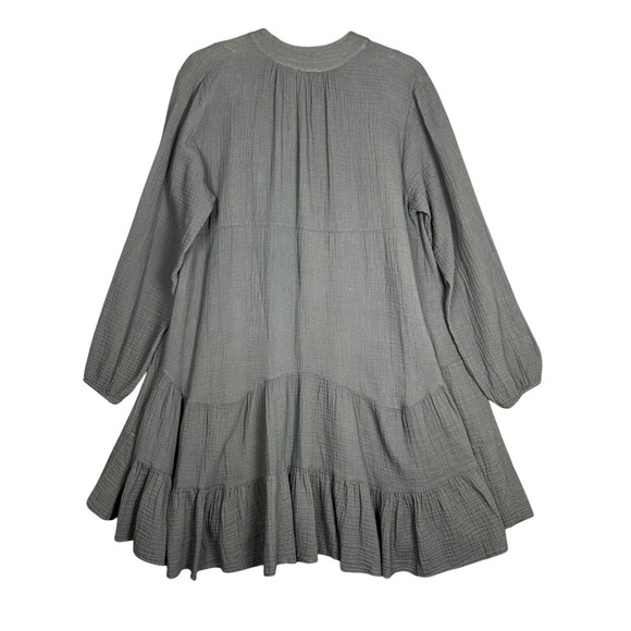 Tendencies Gauze Dress Womens One Size Grey Tiered Babydoll Mini Made in Italy - Picture 4 of 13